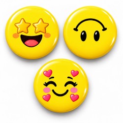 Smiley Yıldızlar ve Sevgi - 3’lü 58mm Rozet Seti