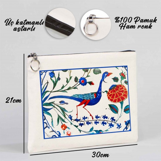 TÜRK EL SANATLARI TABLET/PORTFÖY ÇANTA - ASTARLI 30x21 cm BEYAZ - No.012