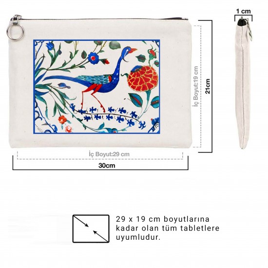 TÜRK EL SANATLARI TABLET/PORTFÖY ÇANTA - ASTARLI 30x21 cm BEYAZ - No.012