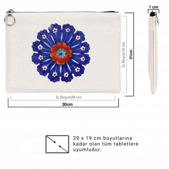 TÜRK EL SANATLARI TABLET/PORTFÖY ÇANTA - ASTARLI 30x21 cm BEYAZ - No.013