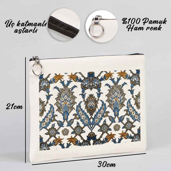 TÜRK EL SANATLARI TABLET/PORTFÖY ÇANTA - ASTARLI 30x21 cm BEYAZ - No.014