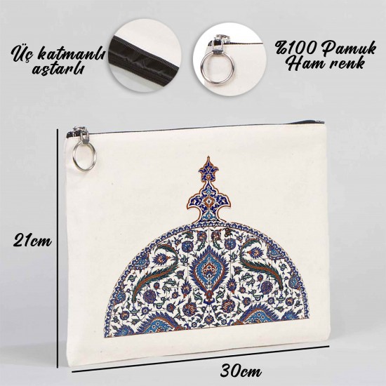 TÜRK EL SANATLARI TABLET/PORTFÖY ÇANTA - ASTARLI 30x21 cm BEYAZ - No.015