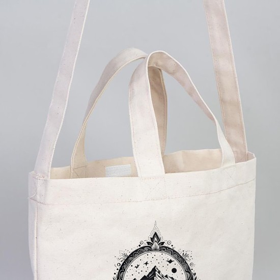 TATTOO İÇ CEPLİ CIRTLI KÖRÜKLÜ KANVAS ÇANTA 38x38x4 cm