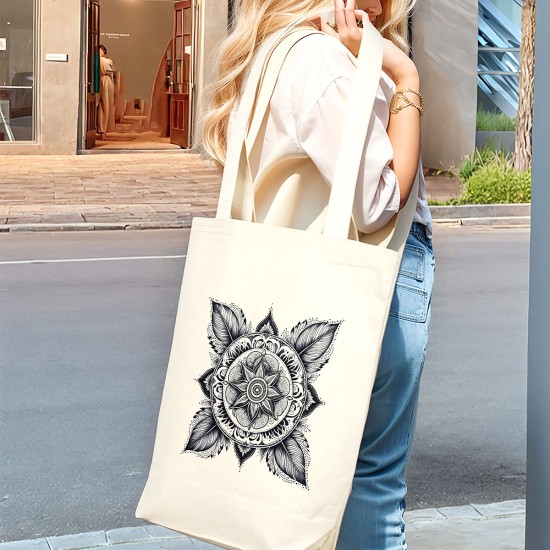 TATTOO İÇ CEPLİ KÖRÜKLÜ ÖRGÜ KULPLU KANVAS ÇANTA 35x40x10 cm