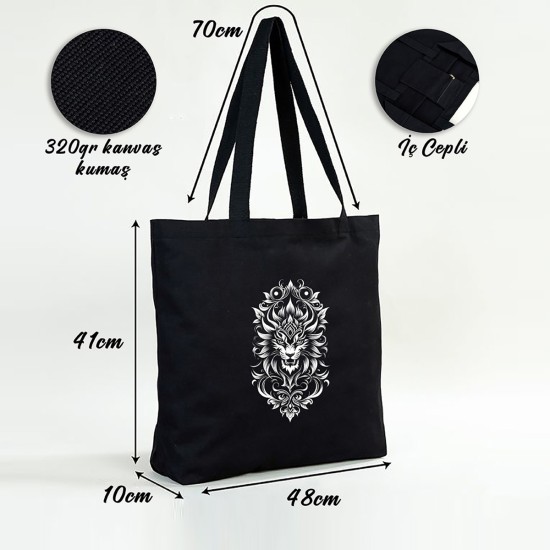 TATTOO PLAJ ÇANTASI KANVAS 48x41x10 cm SİYAH