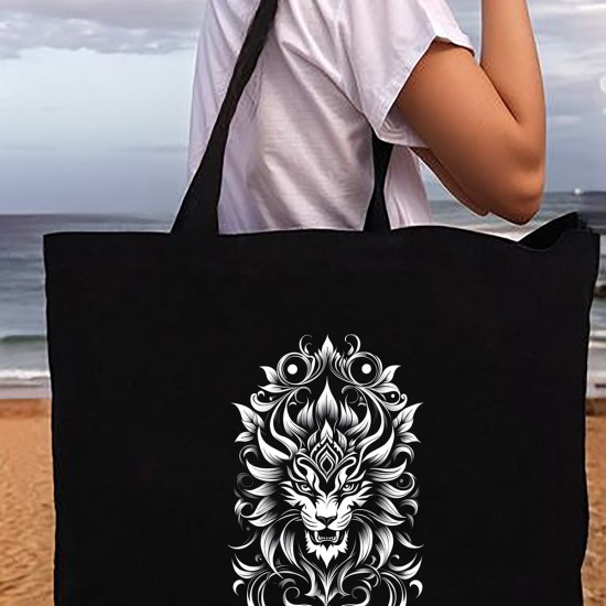 TATTOO PLAJ ÇANTASI KANVAS 48x41x10 cm SİYAH