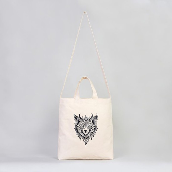 TATTOO İÇ CEPLİ CIRTLI KÖRÜKLÜ KANVAS ÇANTA 38x38x4 cm