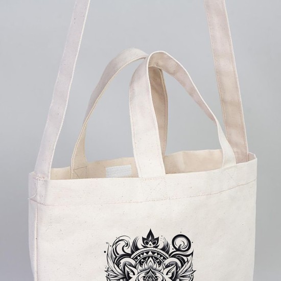 TATTOO İÇ CEPLİ CIRTLI KÖRÜKLÜ KANVAS ÇANTA 38x38x4 cm