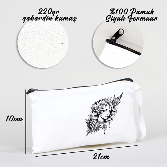 TATTOO BEZ KALEMLİK ÇANTA 21x10 cm BEYAZ