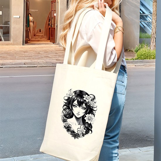 TATTOO İÇ CEPLİ KÖRÜKLÜ ÖRGÜ KULPLU KANVAS ÇANTA 35x40x10 cm