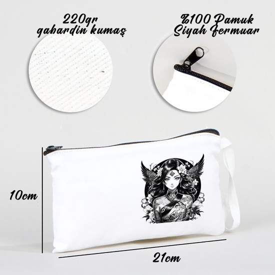 TATTOO BEZ KALEMLİK ÇANTA 21x10 cm BEYAZ