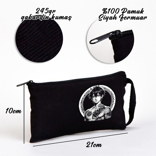 TATTOO BEZ KALEMLİK ÇANTA 21x10 cm SİYAH