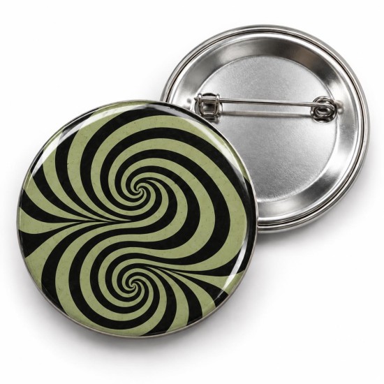 Vintage 2 - Zeytin Yeşili Çift Spiral - 58mm Rozet