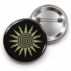 Vintage 2 - Zeytin Yeşili Spiral Güneş - 58mm Rozet