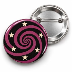 Vintage 3 - Mor Spiral ve Yıldızlar - 58mm Rozet