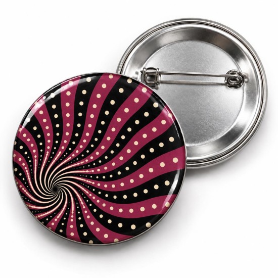 Vintage 3 - Mor Puantiyeli Spiral - 58mm Rozet