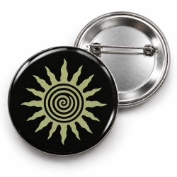 Vintage Spiral - Zeytin Yeşili Güneş - 58mm Rozet