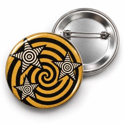 Vintage Spiral - Hardal ve Üç Yıldız - 58mm Rozet