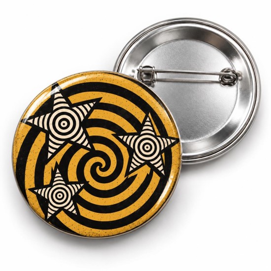 Vintage Spiral - Hardal ve Üç Yıldız - 58mm Rozet